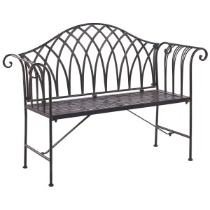 Banc de jardin en métal noir Beliani Milazzo avec design incurvé.