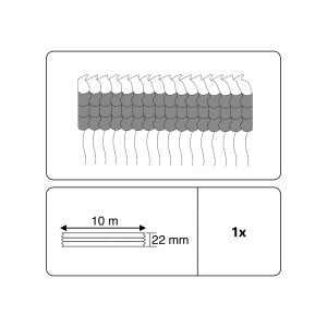 Illustrazione del nastro universale per tende Gardinia, bianco, lungo 10 m, per il fissaggio a binari per tende.