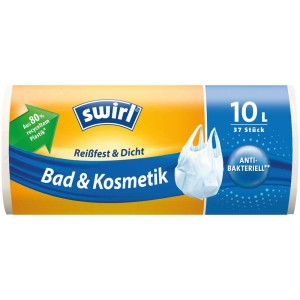 Sacs poubelle salle de bain Swirl, 10 litres, résistants à la déchirure et antibactériens.