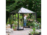 Halls Gewächshaus Qube Square 6,3 m² 3 mm Sicherheitsglas Schwarz