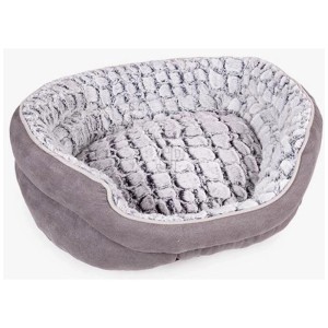 Cesto rotondo in peluche grigio, 17x45x57 cm, per gatti e cani di piccola taglia.
