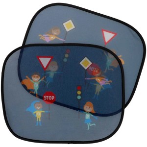 Cartrend Auto-Sonnenblenden Kids Heroes (2 Stk.) mit Verkehrszeichen-Motiven für Kinder.