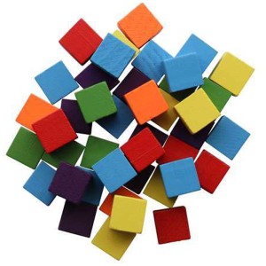Cubi di legno colorati Glorex, 15 mm, 42 pezzi, per lavori creativi e design.