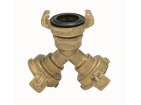 OPERMAXER Répartiteur en Y à 2 voies en laiton avec robinets d'arrêt séparés, répartiteur de raccordement d'eau 3/4, pour deux tuyaux d'alimentation ou raccordement de 2 appareils, pour une